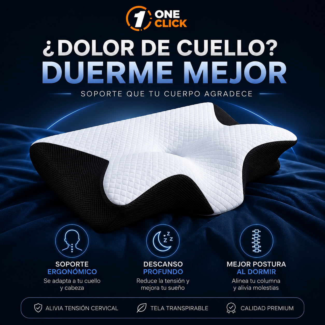 ALMOHADA ERGONÓMICA CERVICAL PREMIUM