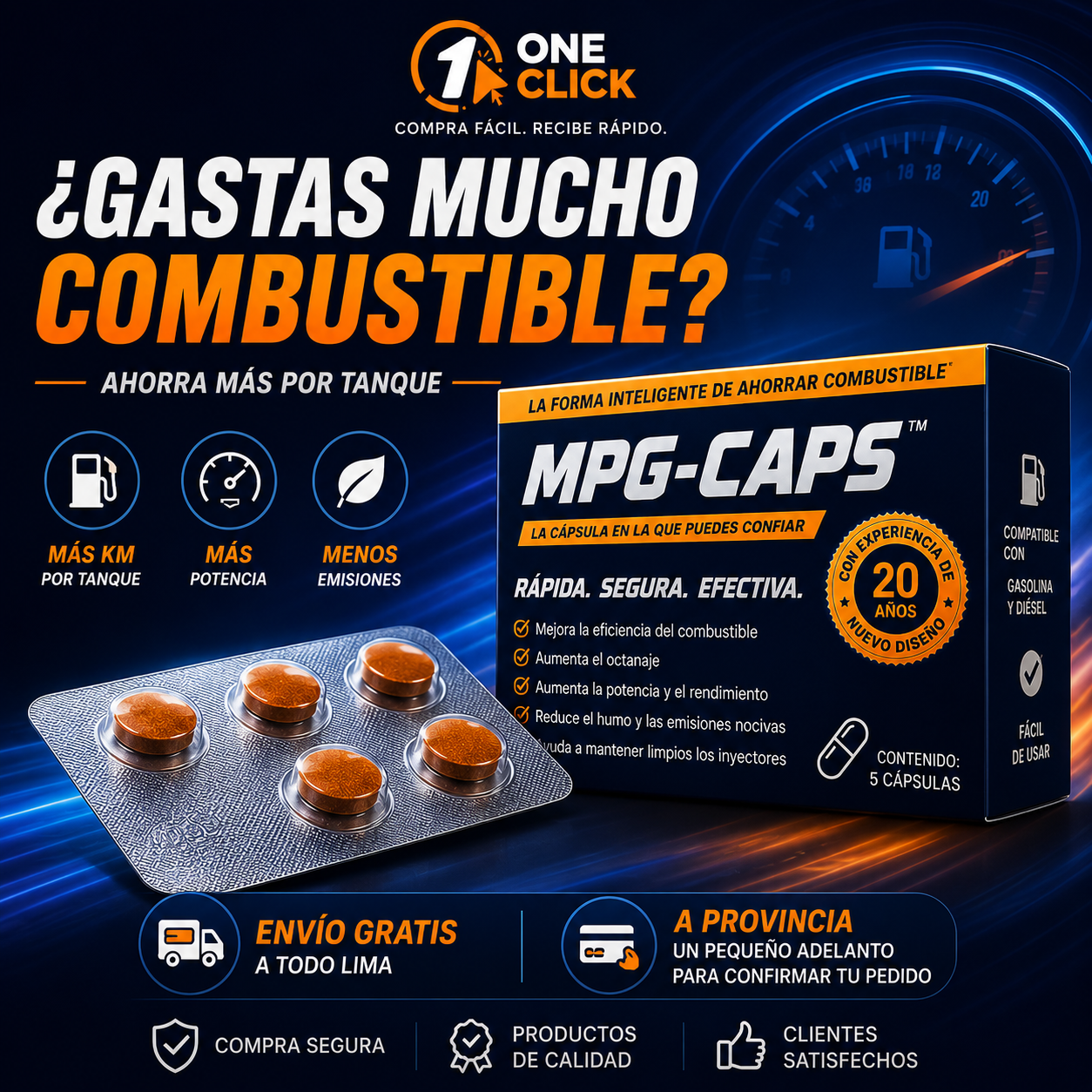 MPG-CAPS™ | Ahorra Más Combustible y Potencia tu Motor